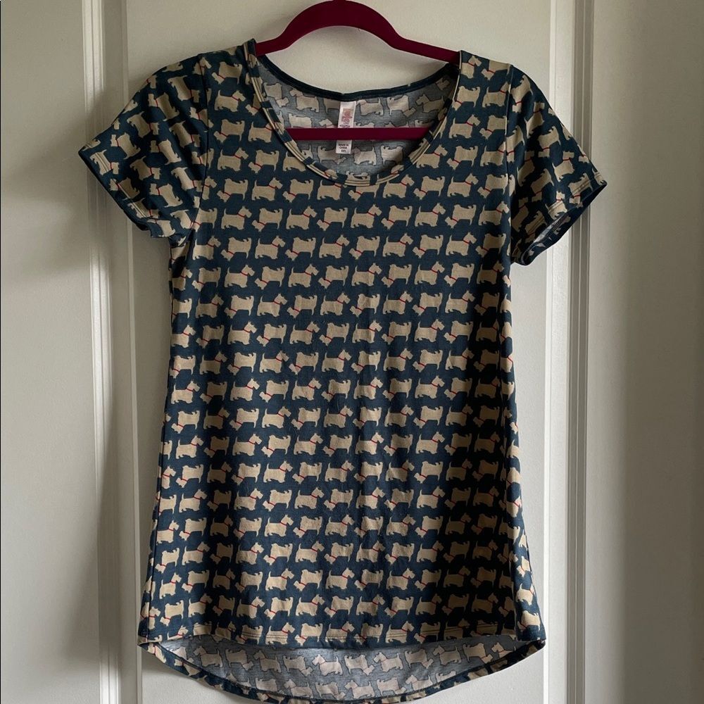 Twee Scottie Dog Patterned Top Lularoe classic t-shirt size xxs- small
